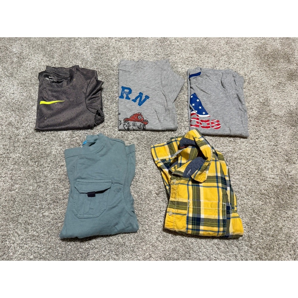 Lot of 5‎ Nike Adidas Gymboree Jumping Beans T-shirts Carter's Button up Size 7